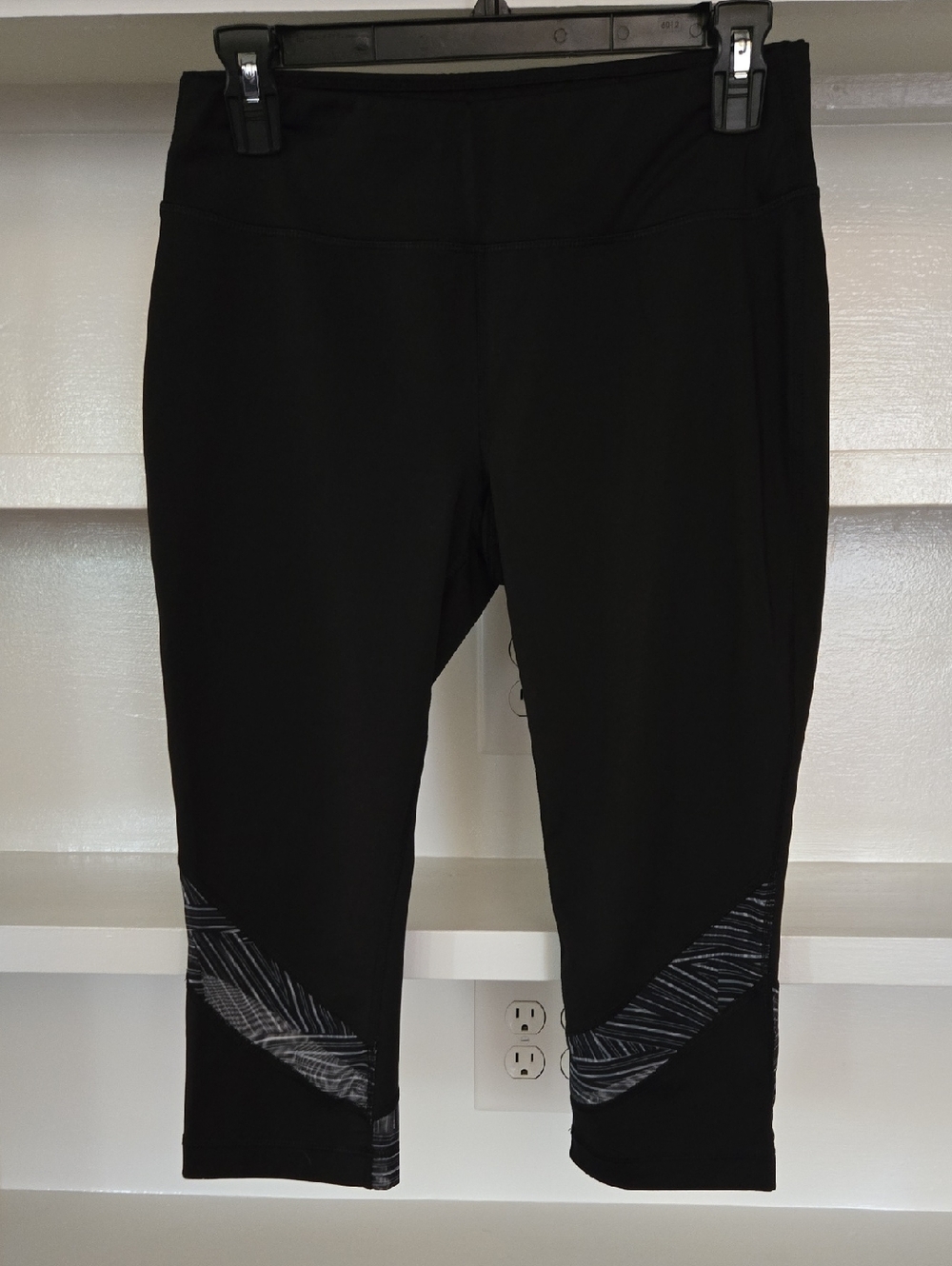 Athletic Works Black Active Capris with Logo Waistband